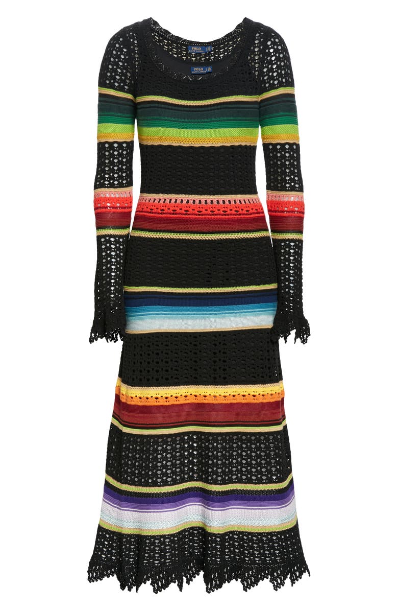 Polo Ralph Lauren Serape Stripe Crochet Midi Dress, Alternate, color,