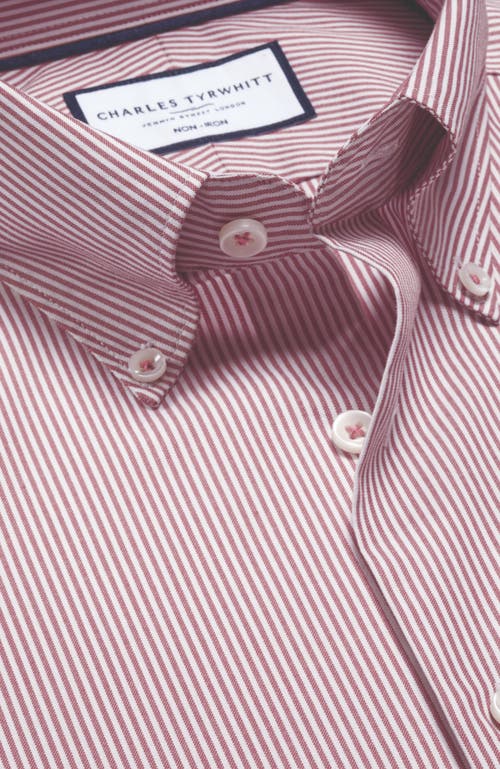 CHARLES TYRWHITT CHARLES TYRWHITT NON-IRON STRETCH PINPOINT OXFORD STRIPE SHIRT