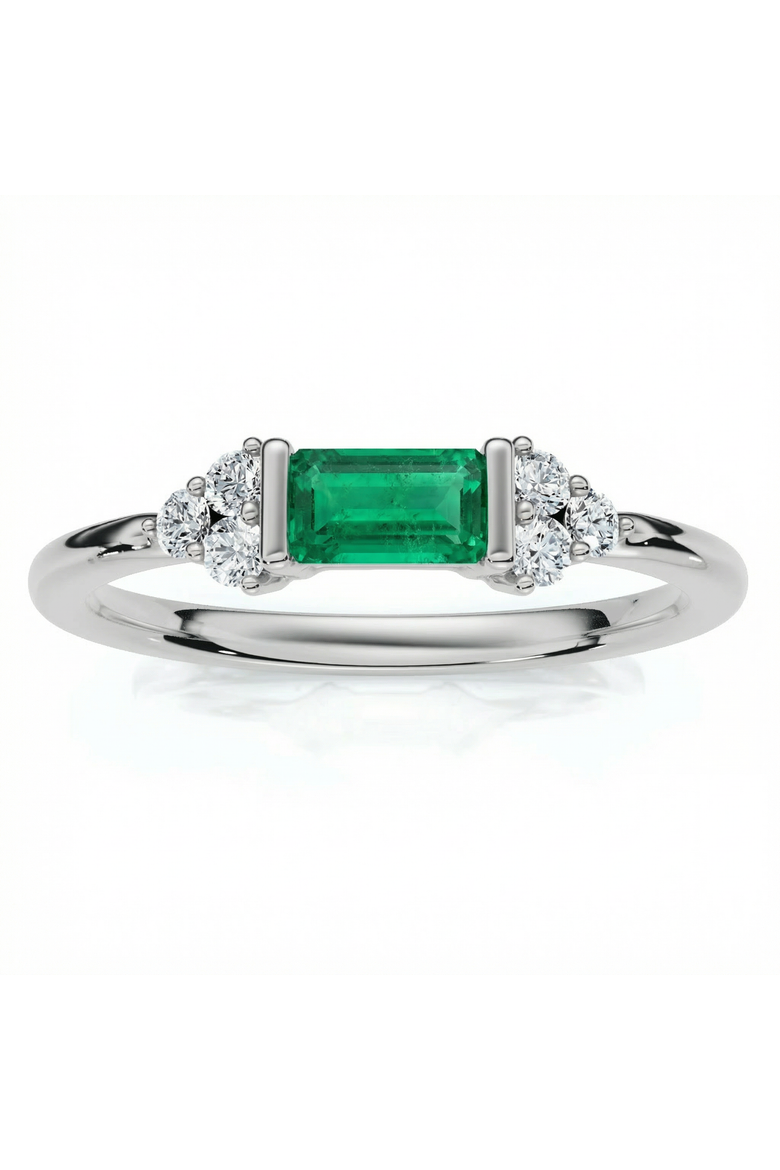 1/3Ct Thin Emerald Diamond Stackable Wedding Ring 14k Gold Lab Grown, Main, color, 14k White Gold