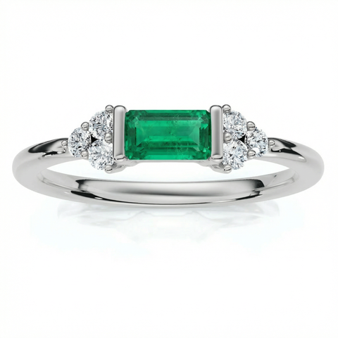 1/3Ct Thin Emerald Diamond Stackable Wedding Ring 14k Gold Lab Grown