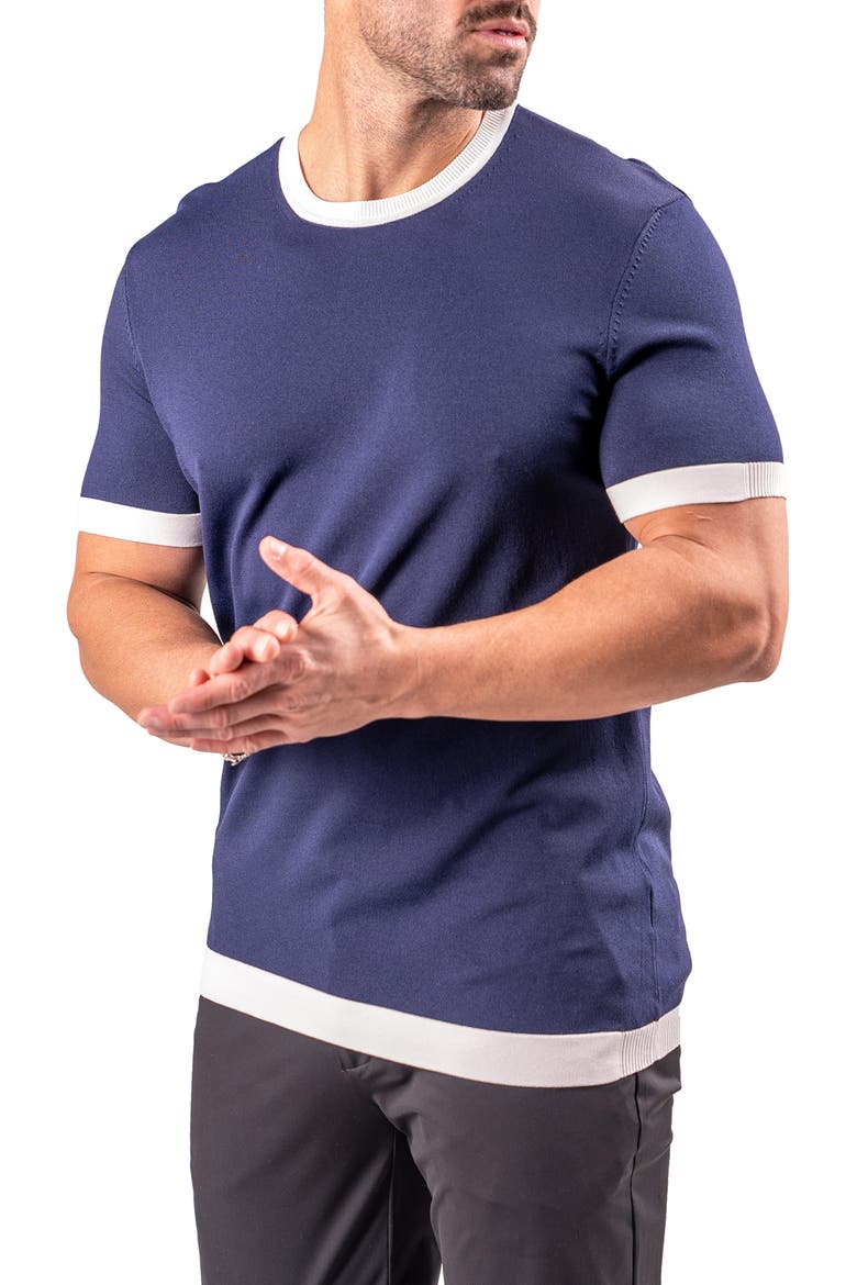 Short Sleeve Ringer Sweater, Alternate, color, BLUE