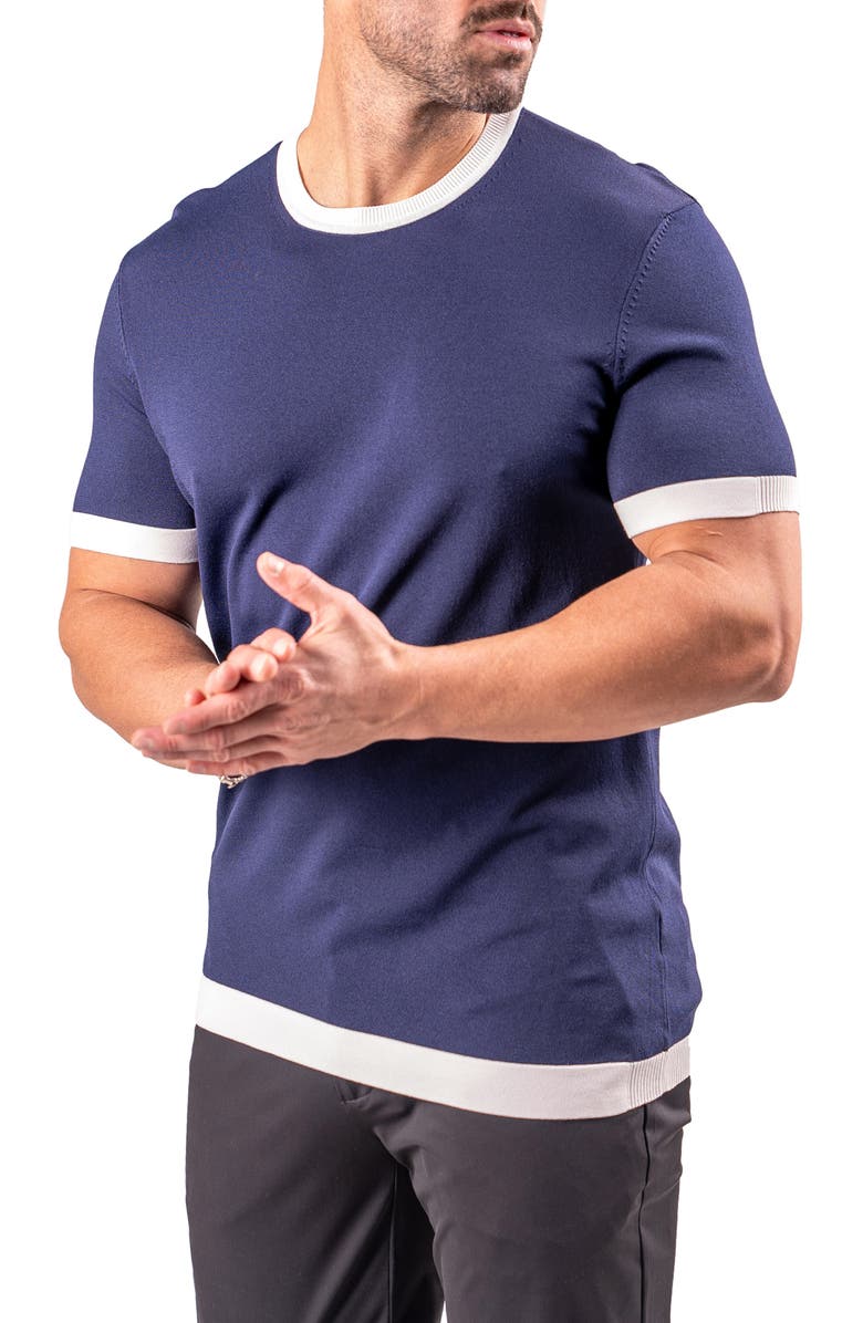 Maceoo Short Sleeve Ringer Sweater, Alternate, color, Blue