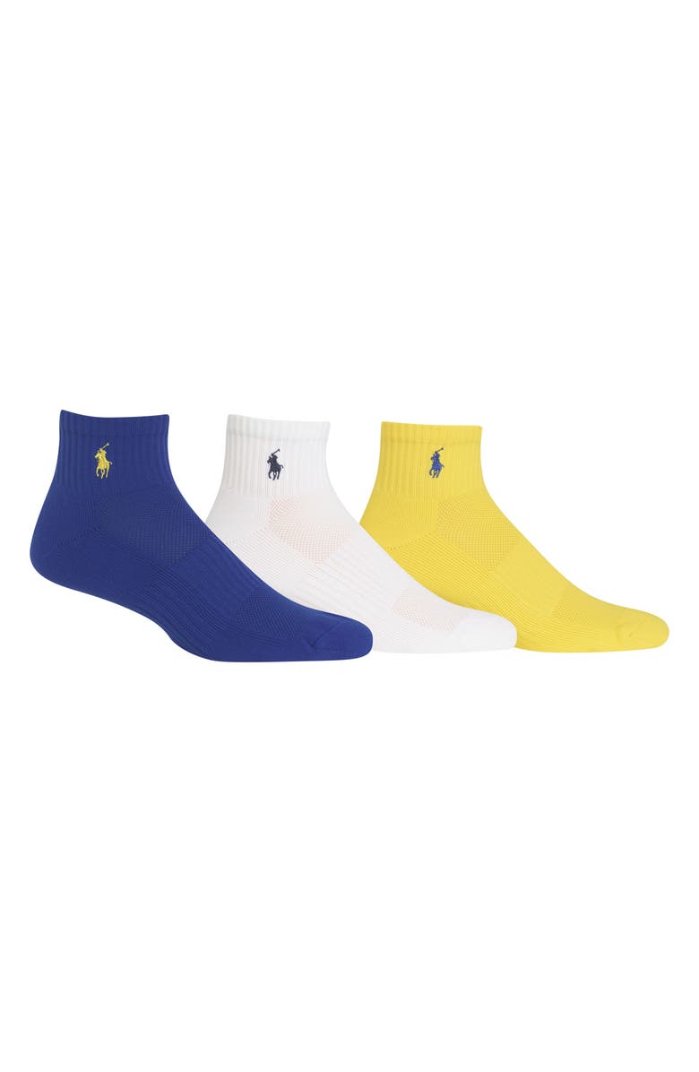 Polo Ralph Lauren 3-Pack Tech Athletic Quarter Socks, Main, color, 