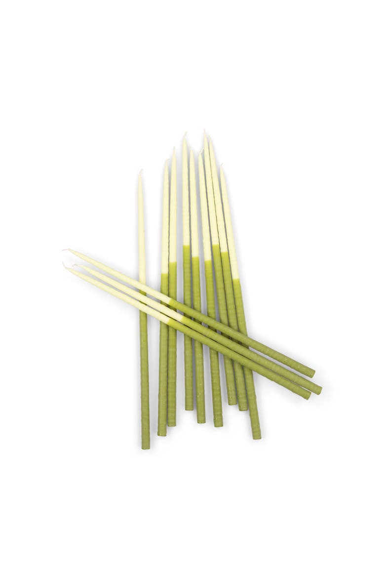 Thin Taper Candles - Two-Tone - Set of 12, Alternate, color, Pistachio, Eau De Nil