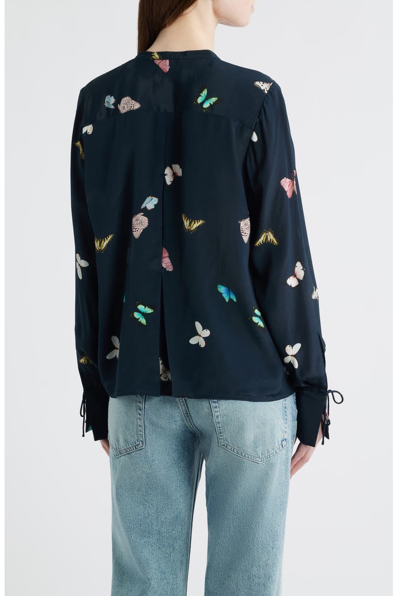 Arden Print Pleated Top, Alternate, color, BLACK BUTTERFLY