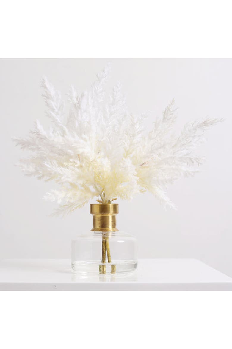 Bleached Pampas Grass Arrangement in Glass Bud Vase, Alternate, color, White Tall