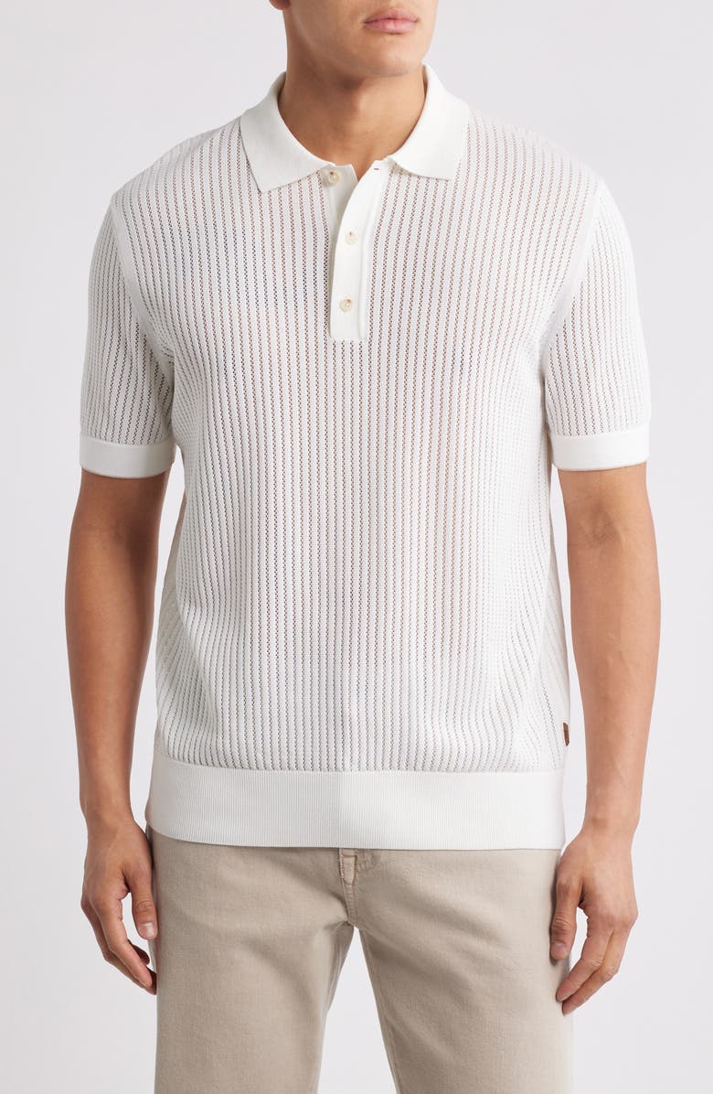 BOSS Justin Silk & Cotton Polo Sweater, Main, color, White