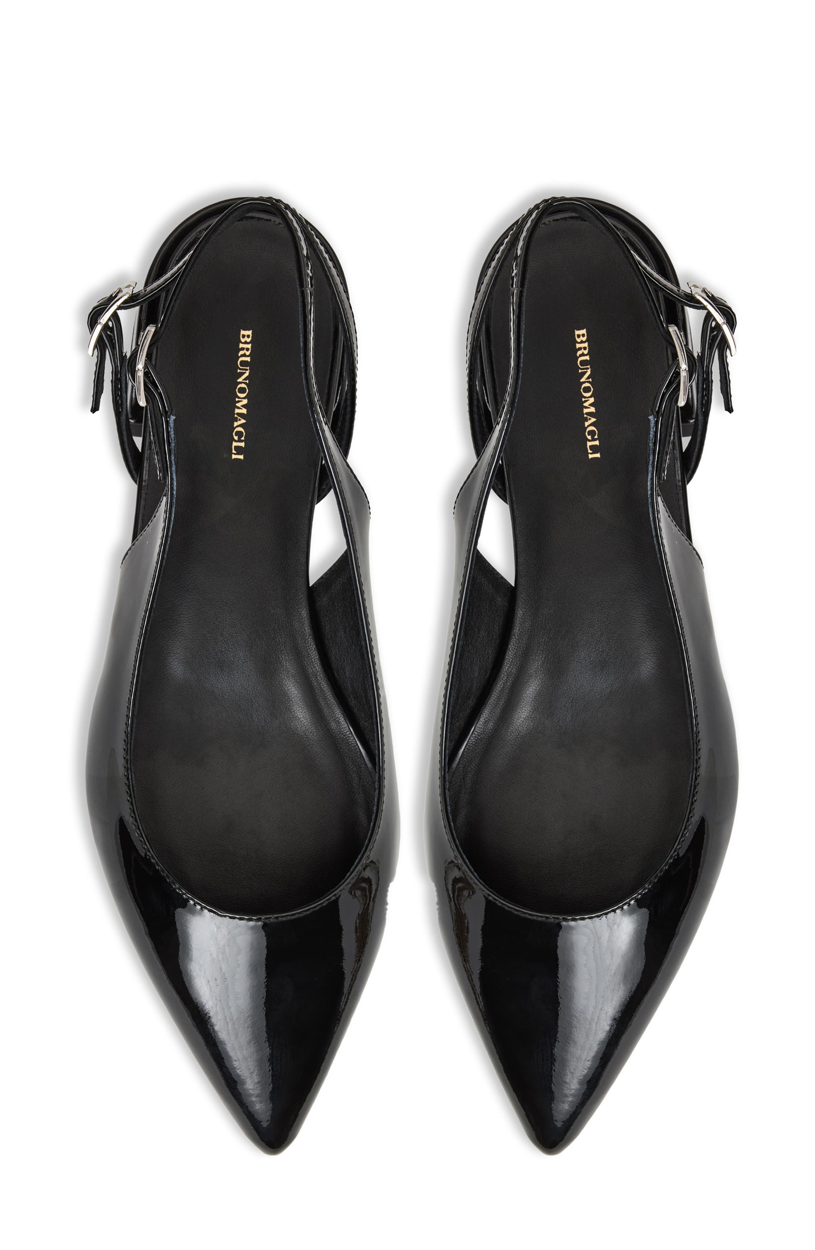 Bruno Magli Juliet Slingback Pointed Toe Flat, Alternate, color, Black Patent