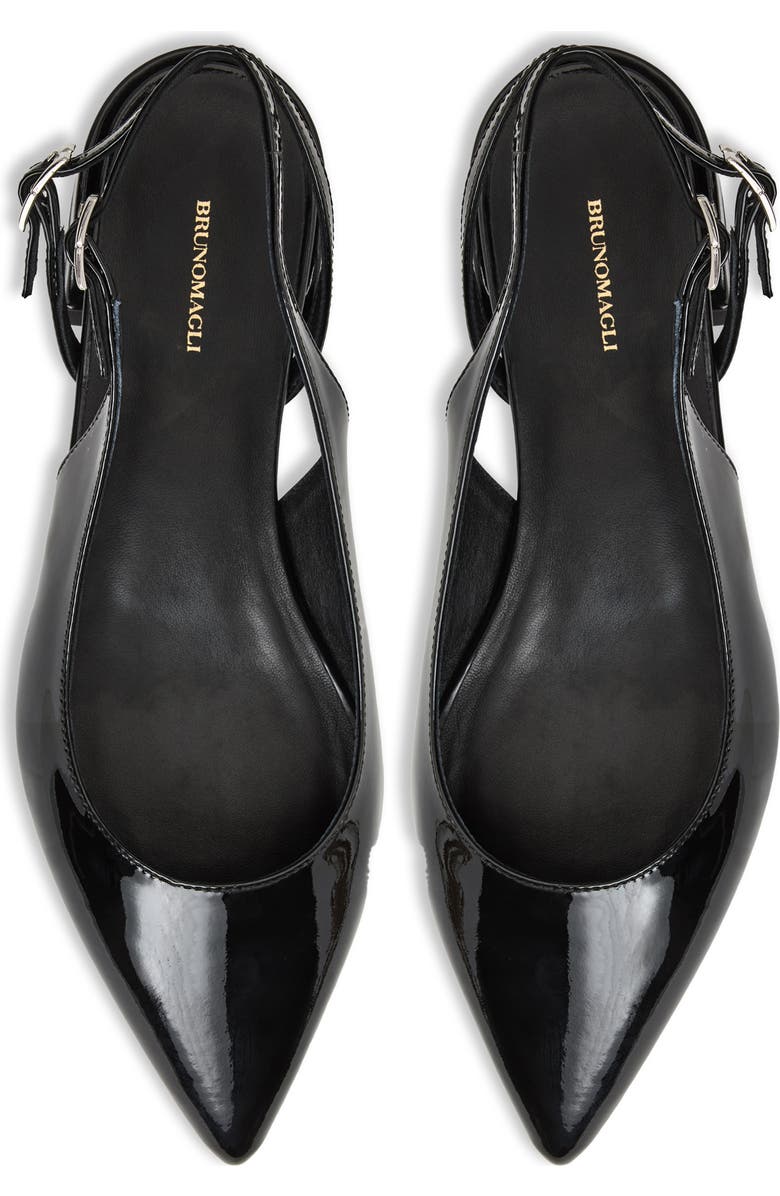 Bruno Magli Juliet Slingback Pointed Toe Flat, Alternate, color, Black Patent