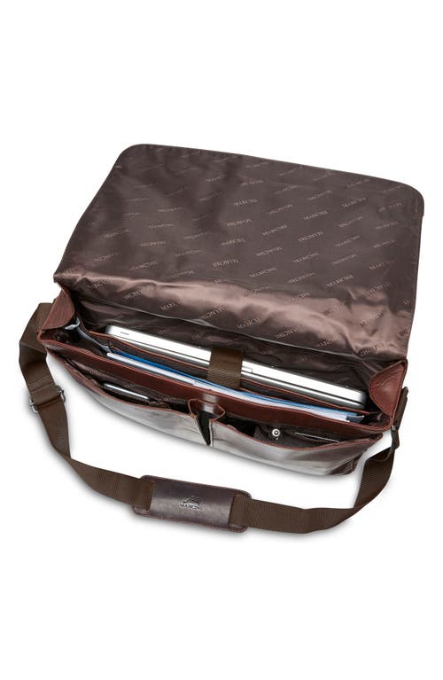 Mancini Leather Laptop Messenger Bag In Brown