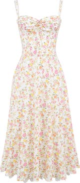 HOUSE OF CB Rosalee Floral Stretch Cotton Petticoat Dress