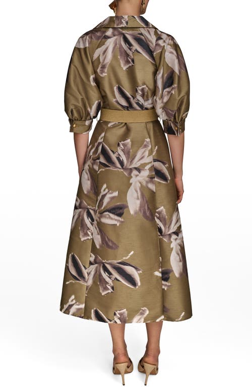 Donna Karan New York Print Belted Midi Shirtdress In Green