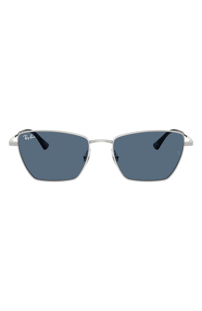 Ray-Ban Drea Bio-Based 53mm Polarized Irregular Cat Eye Sunglasses, Main, color, Silver / Dark Blue