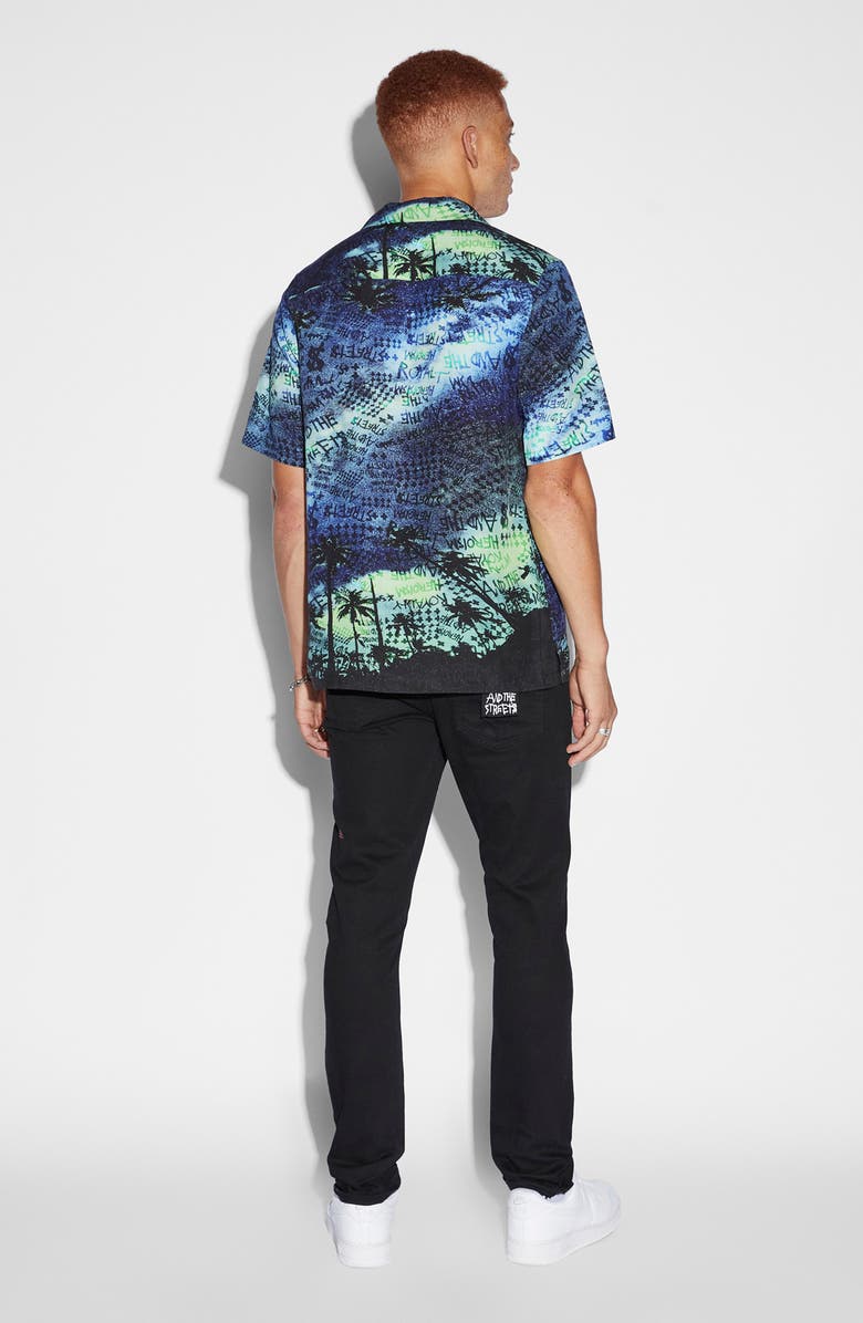 Ksubi Space Palm Lyocell Camp Shirt, Alternate, color, Blue/Green
