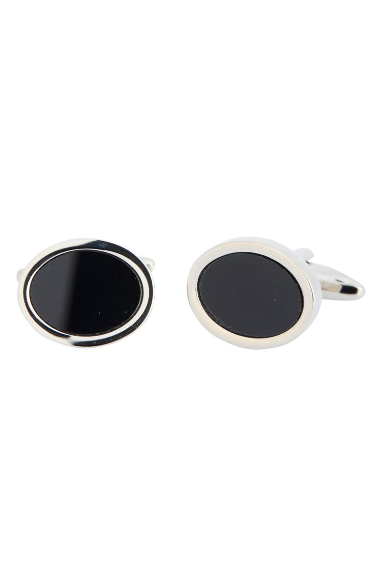 James Michael Onyx Oval Cuff Links, Main, color, Onyx Black