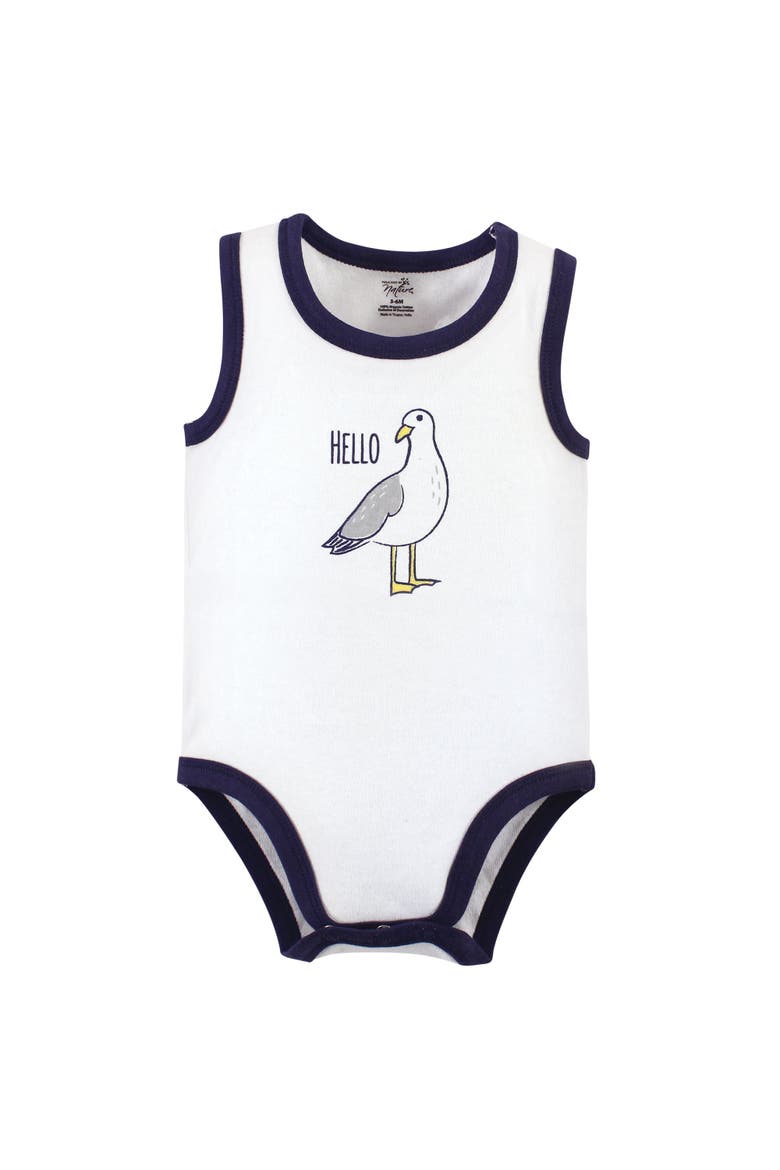 Five-Piece Organic Cotton Sleeveless Bodysuits, Alternate, color, Seagull