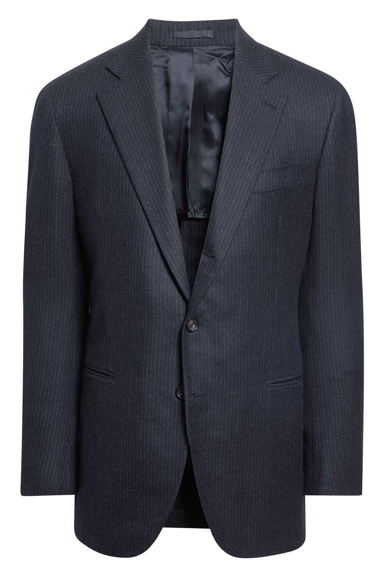 Waverly Pinstripe Virgin Wool Suit, Main, color, NAVY