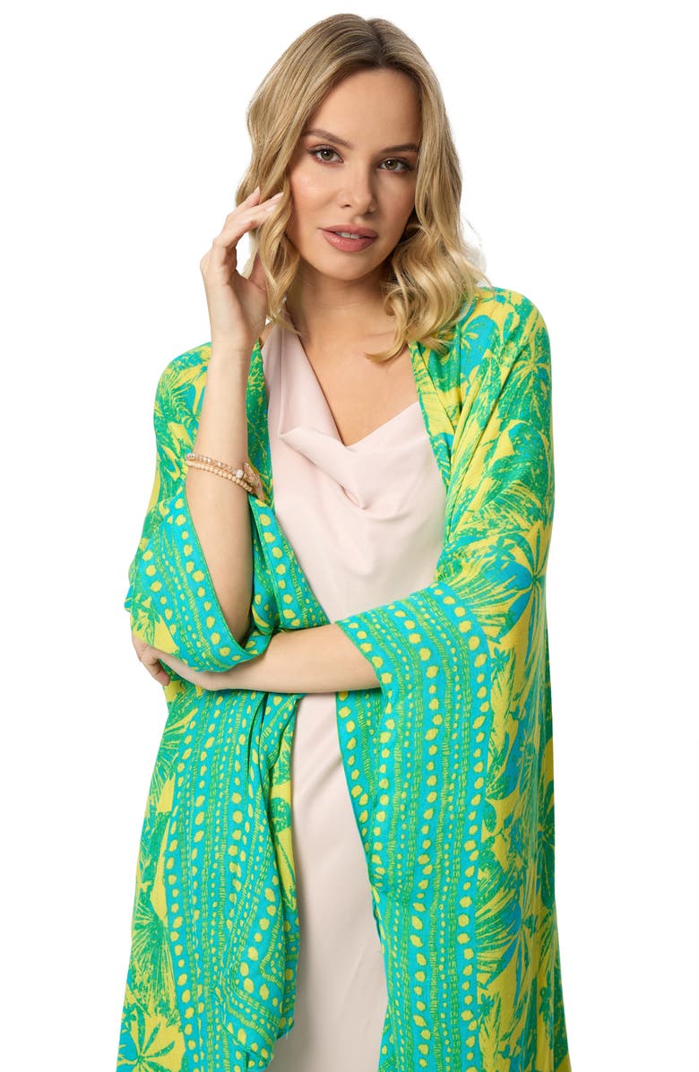 SAACHI Tropical Woodblock Short Duster, Alternate, color, Blue Combo