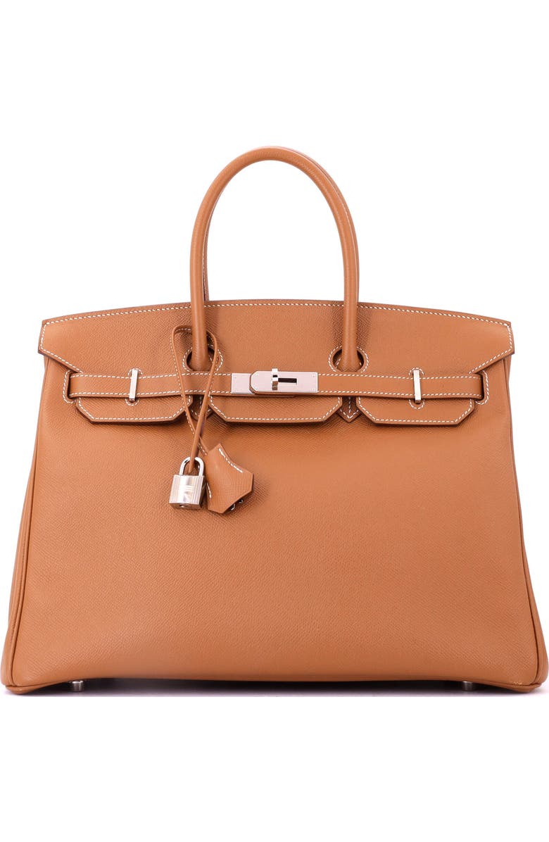 Pre-Owned Hermes Birkin Handbag Brown Epsom with Palladium Hardware 35, Main, color, Gold