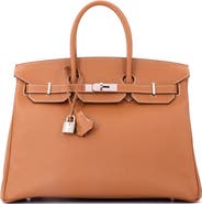 Pre-Owned Hermes Birkin Handbag Brown Epsom with Palladium Hardware 35