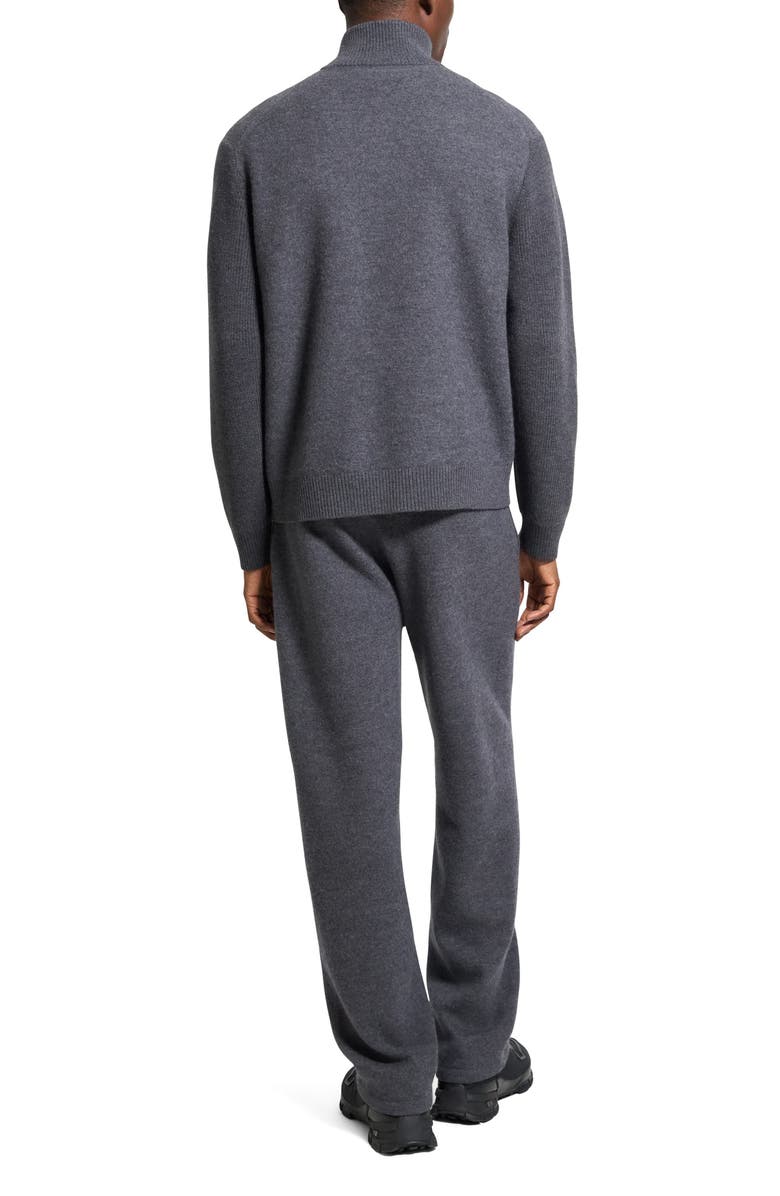 Theory Boiled Merino Wool Zip Cardigan, Alternate, color, Dark Grey Melange/ White