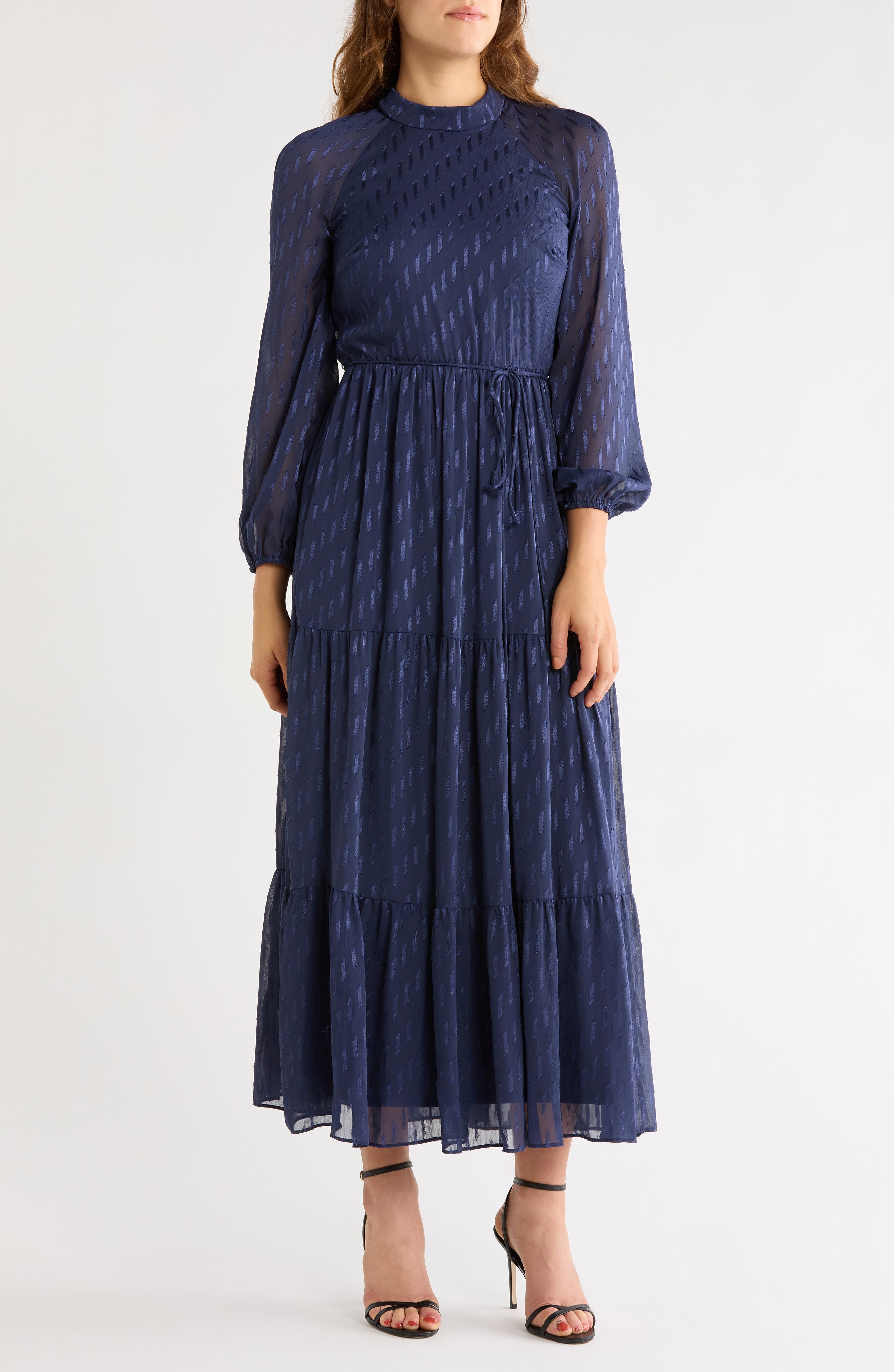 Mock Neck Long Sleeve Maxi Dress