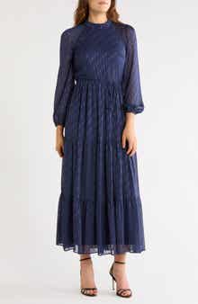 Mock Neck Long Sleeve Maxi Dress