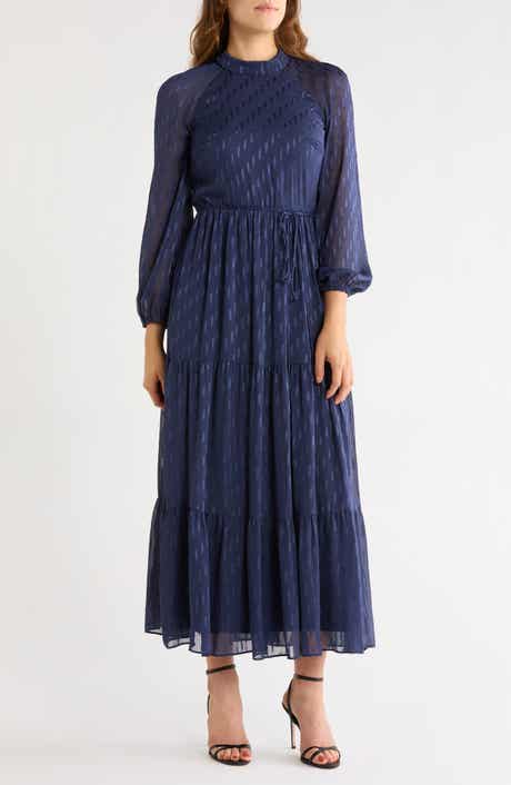 Mock Neck Long Sleeve Maxi Dress