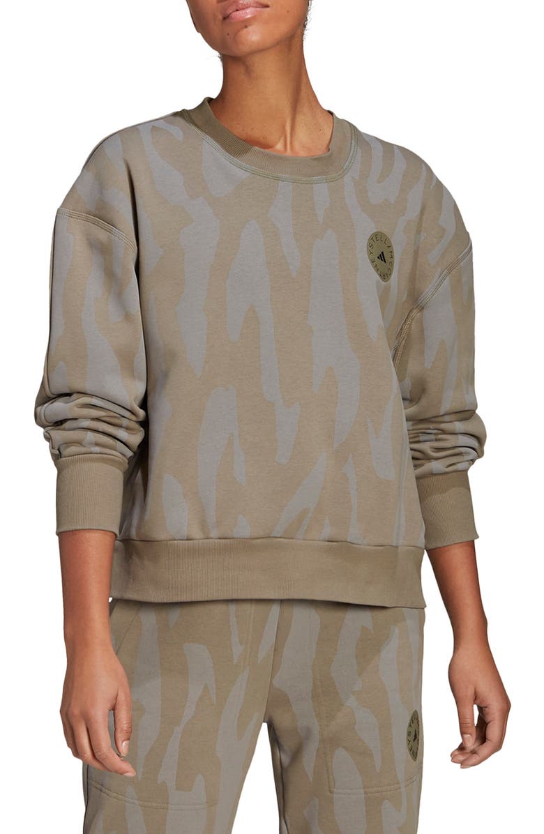 adidas by Stella McCartney Animal Print Sweatshirt, Main, color, 
