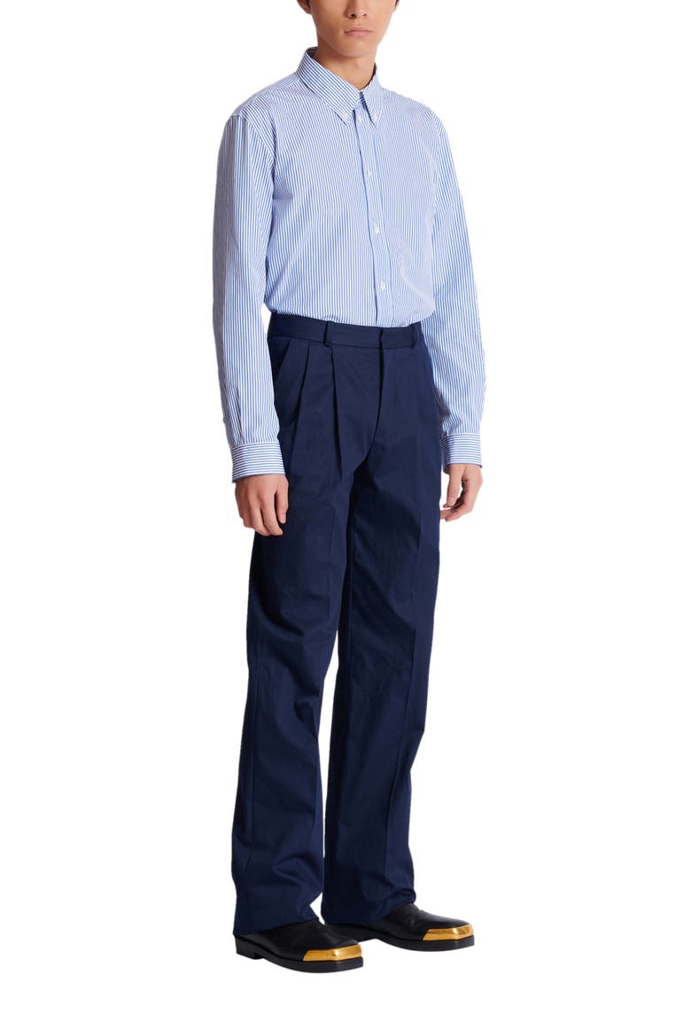 Darted trousers in cotton twill, Alternate, color, navy