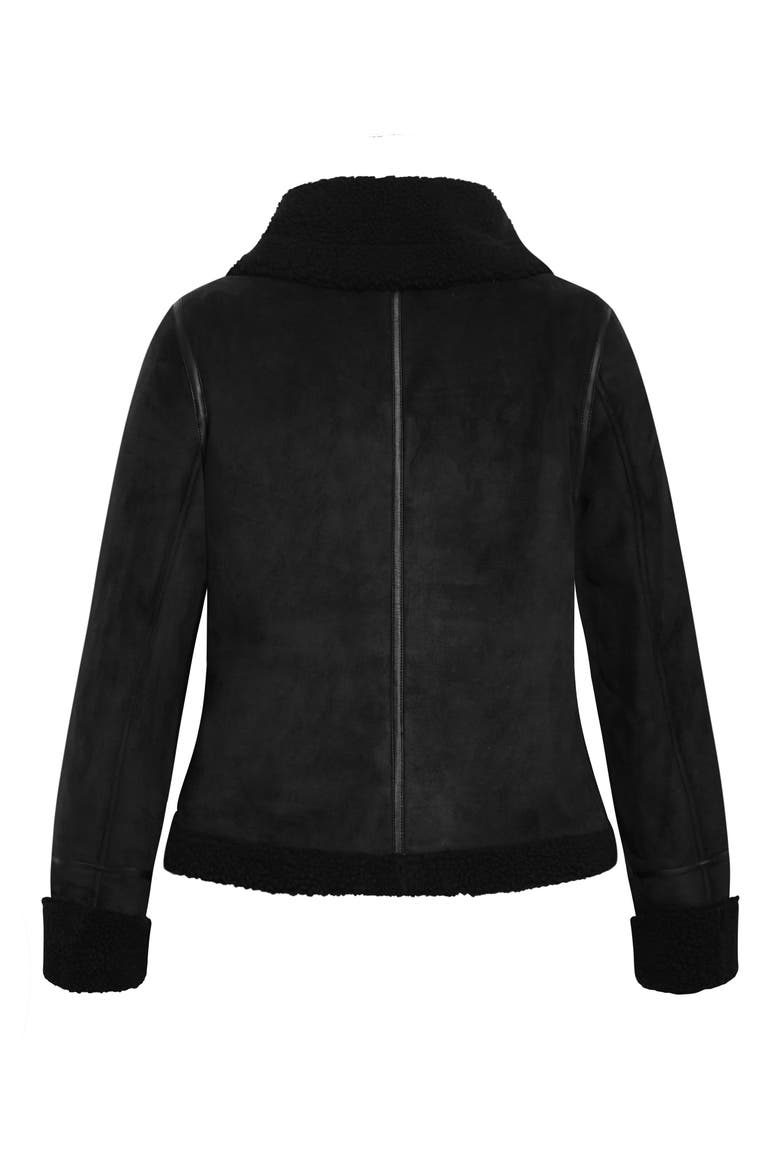 Madilyn Faux Shearling Moto Jacket, Alternate, color, BLACK