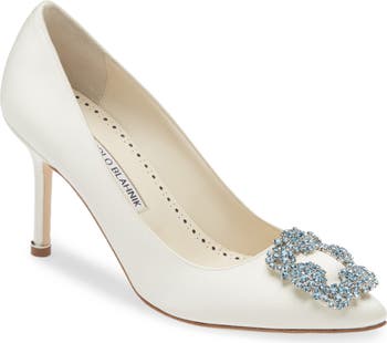 *MANOLO BLAHNIK*Hangisi サテンベルト クリスタルバックル org.jpg