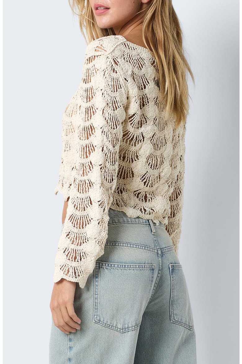 Lana Crochet Crop Sweater, Alternate, color, BIRCH
