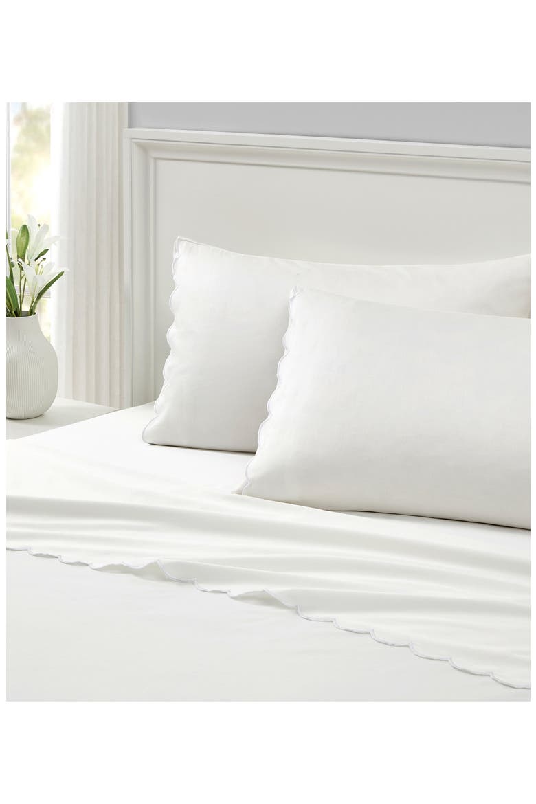 Scallop Cotton Sheet Set, Alternate, color, WHITE