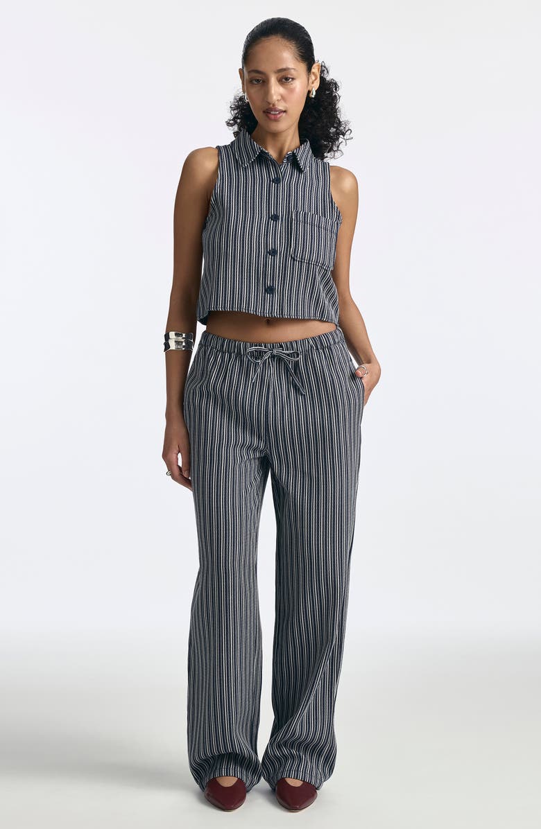 Brooklyn Industries Indigo Stripe Tie Waist Wide Leg Pants, Alternate, color, Indigo Stripe
