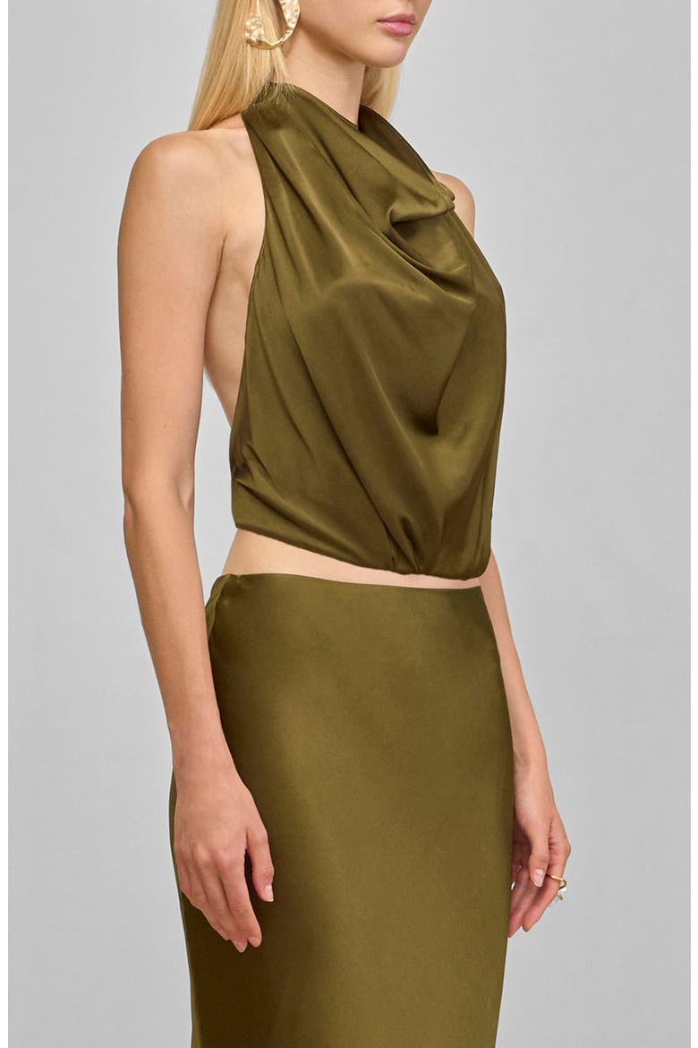 Adrienne Stretch Silk Halter Top, Alternate, color, ROSEMARY