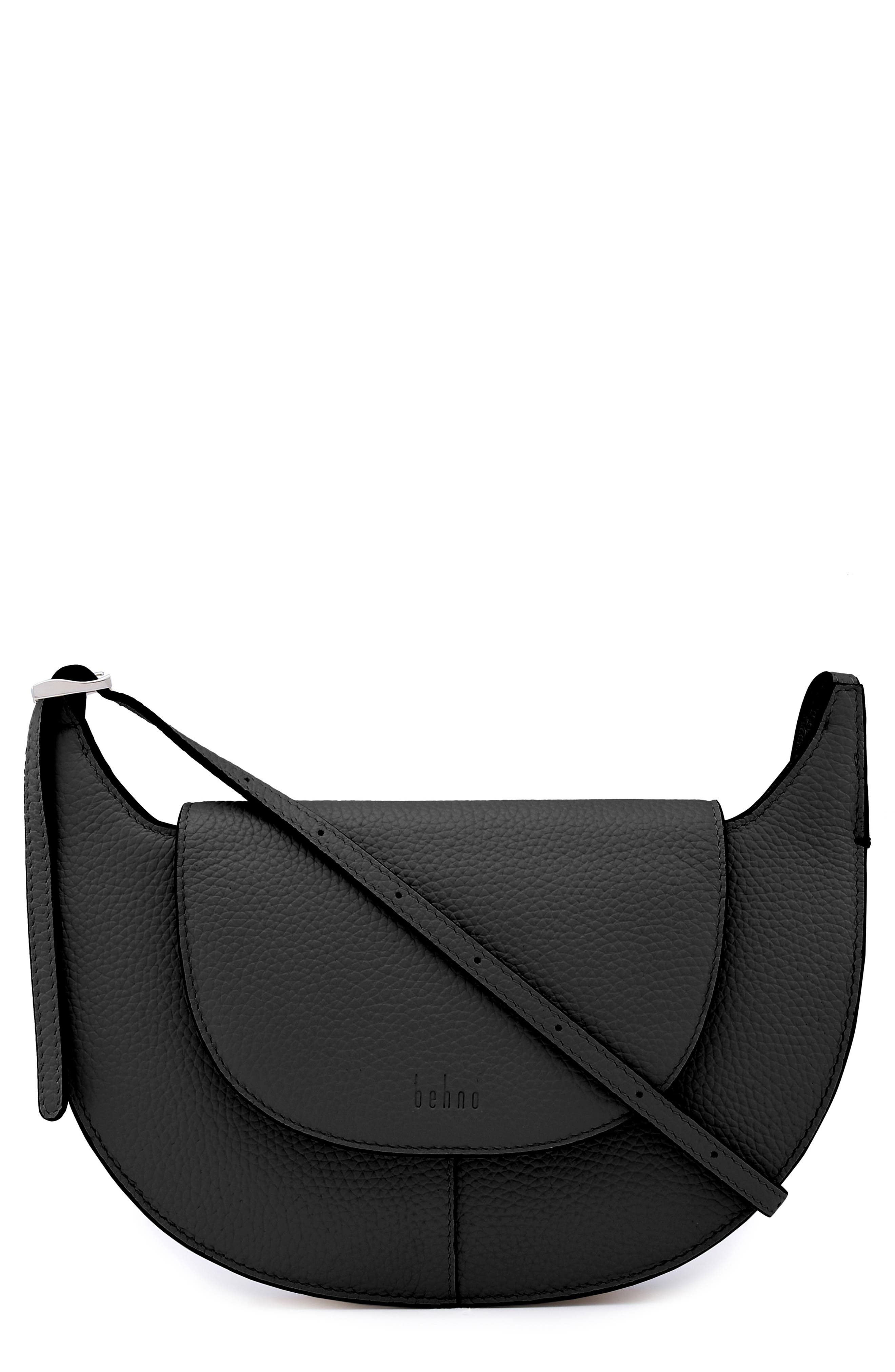 behno Nadia Leather Crossbody Bag, Main, color, Black