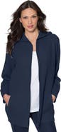 Roaman's Plus Size Waffle Knit Zip-Front Relaxed Hoodie