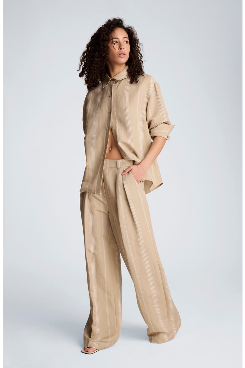 Stripe Button-Up Boyfriend Shirt, Alternate, color, TLESSTAUP/ WHT