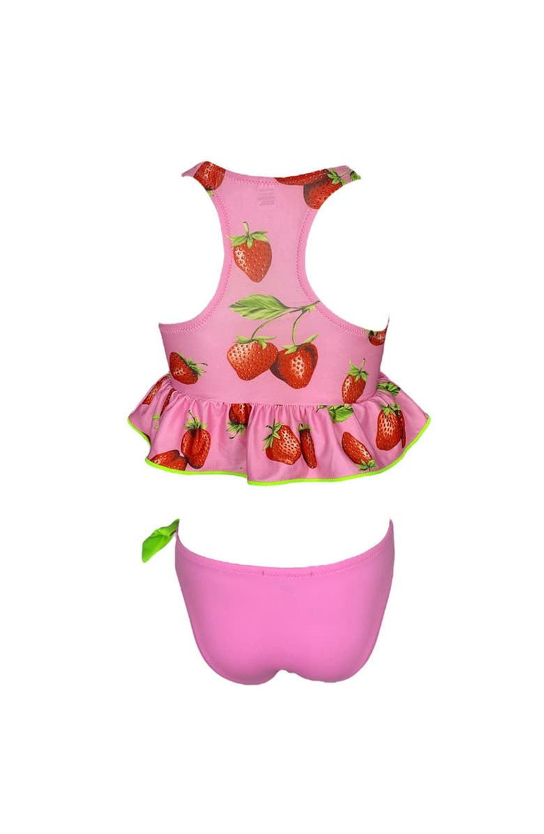 NESSI BYRD Kids' Strawberry Print Ruffle Two-Piece Swimsuit, Alternate, color, Pink