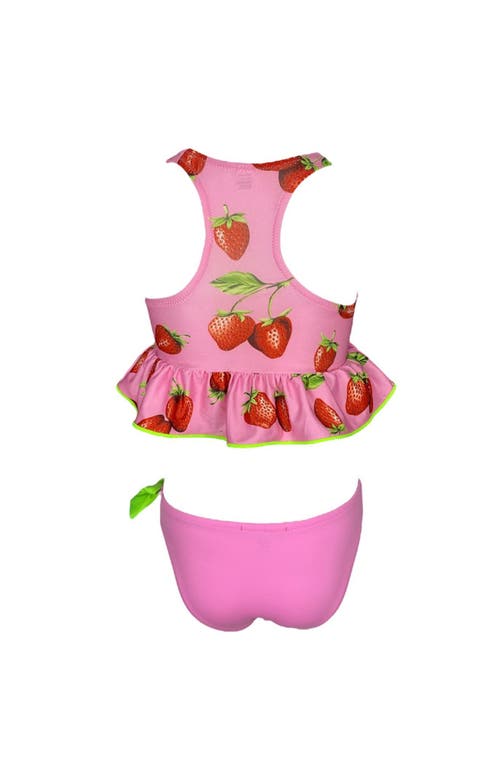 Nessi Byrd Kids' Strawberry Print Ruffle Two-piece Swimsuit