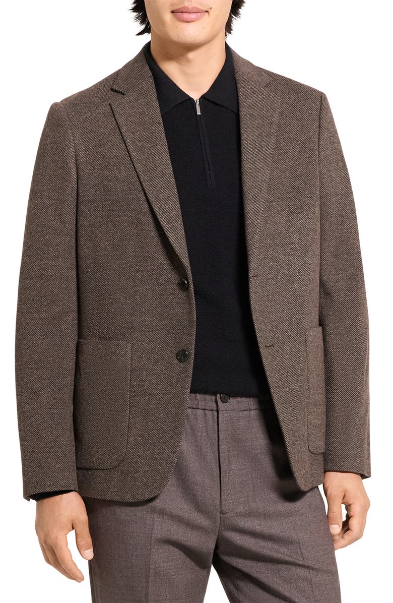 Theory Clinton Textured Knit Twill Sport Coat, Main, color, Brownwood Multi