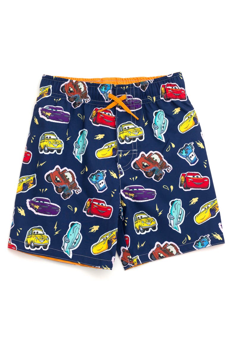 Cars UPF 50+ Rash Guard and Swim Trunks Set, Alternate, color, Orange Navy Tow Mater