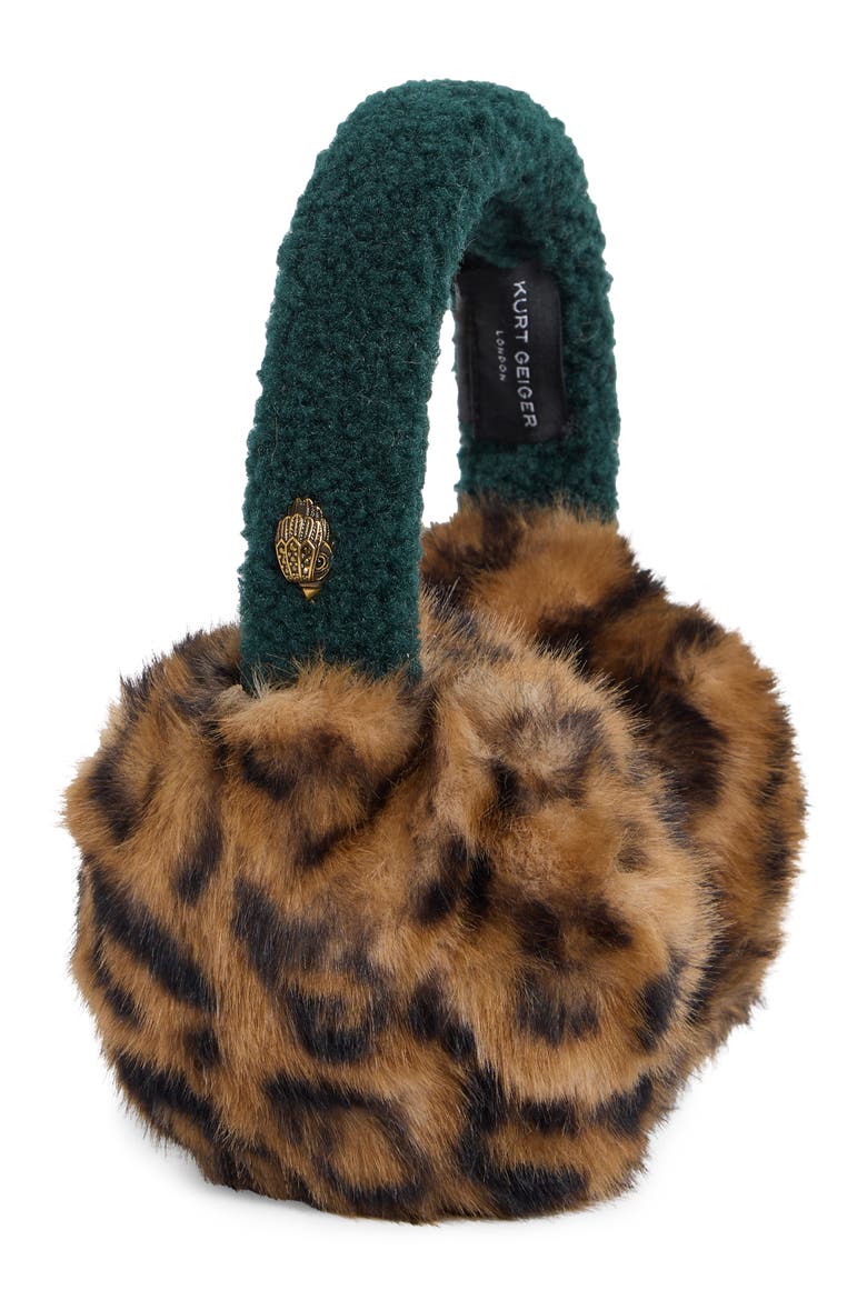 Leopard Faux Fur Earmuffs, Main, color, BROWN MULTI
