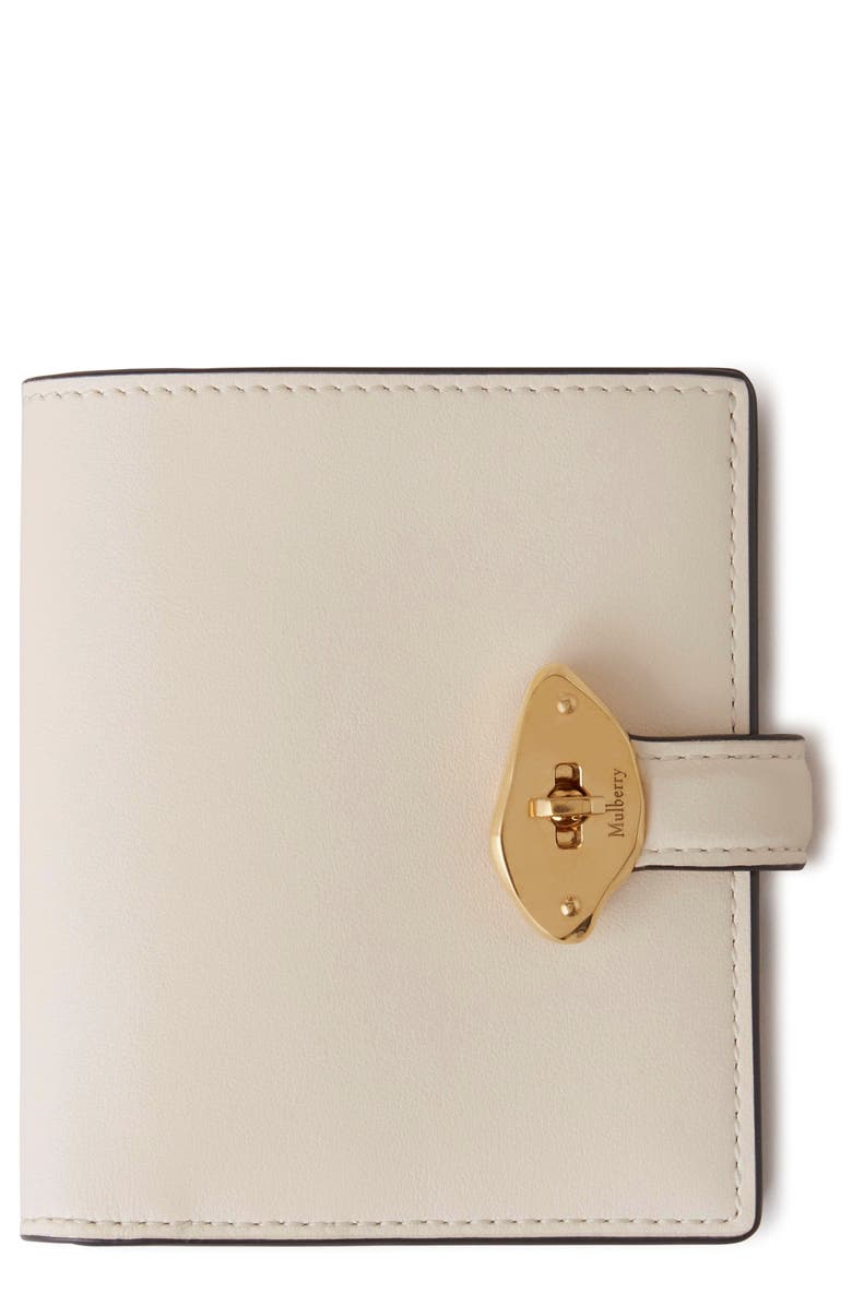 Mulberry Lana Compact High Gloss Leather Bifold Wallet, Main, color, Eggshell