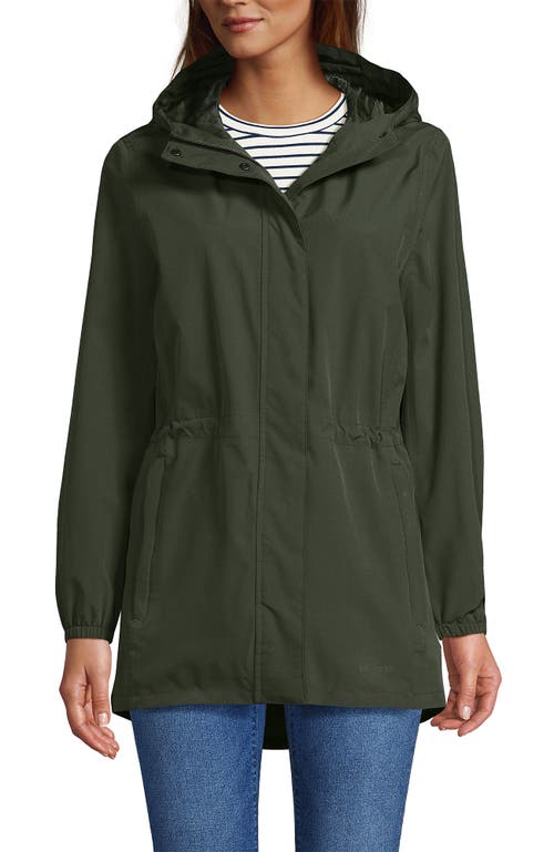 Lands' End Squall Packable Waterproof Raincoat In Rich Olive Green