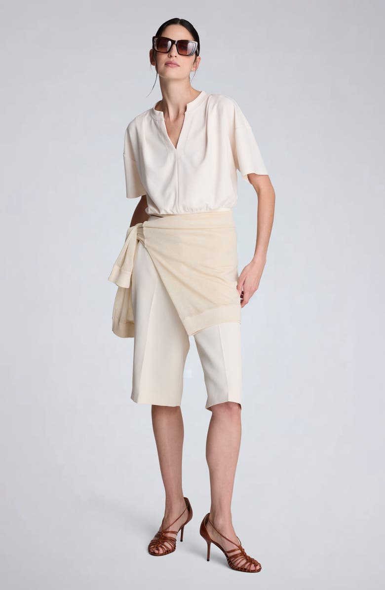 Kenneth Cole Pleated Shoulder Top, Alternate, color, Oyster