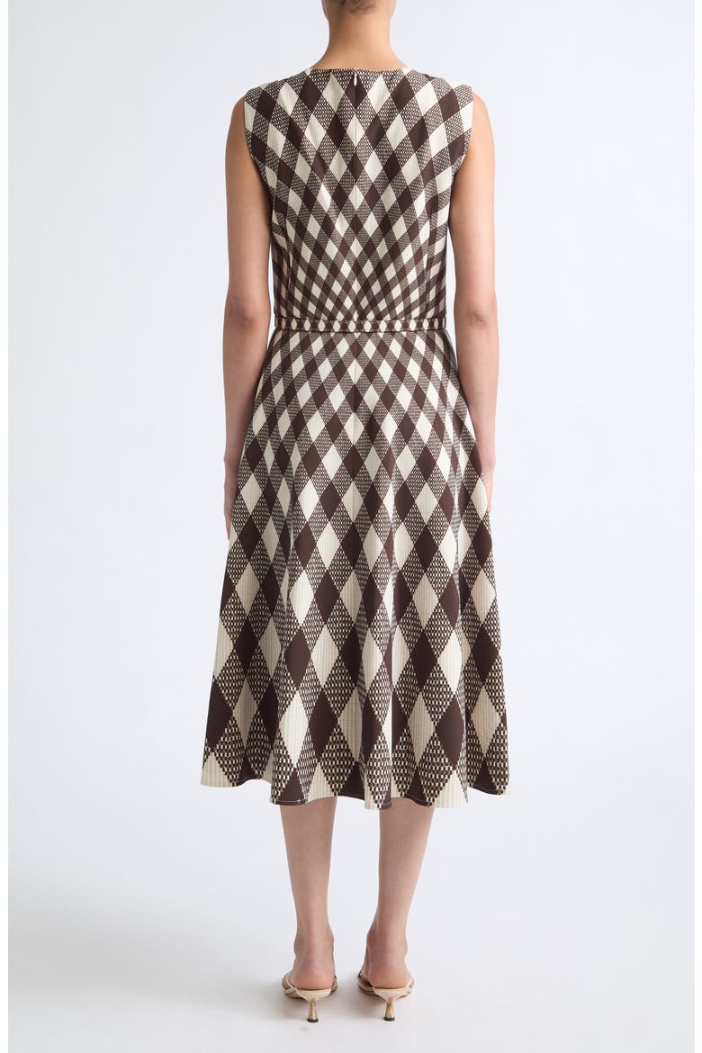 Argyle Dégradé Stretch Wool Dress, Alternate, color, BROWN/ IVORY