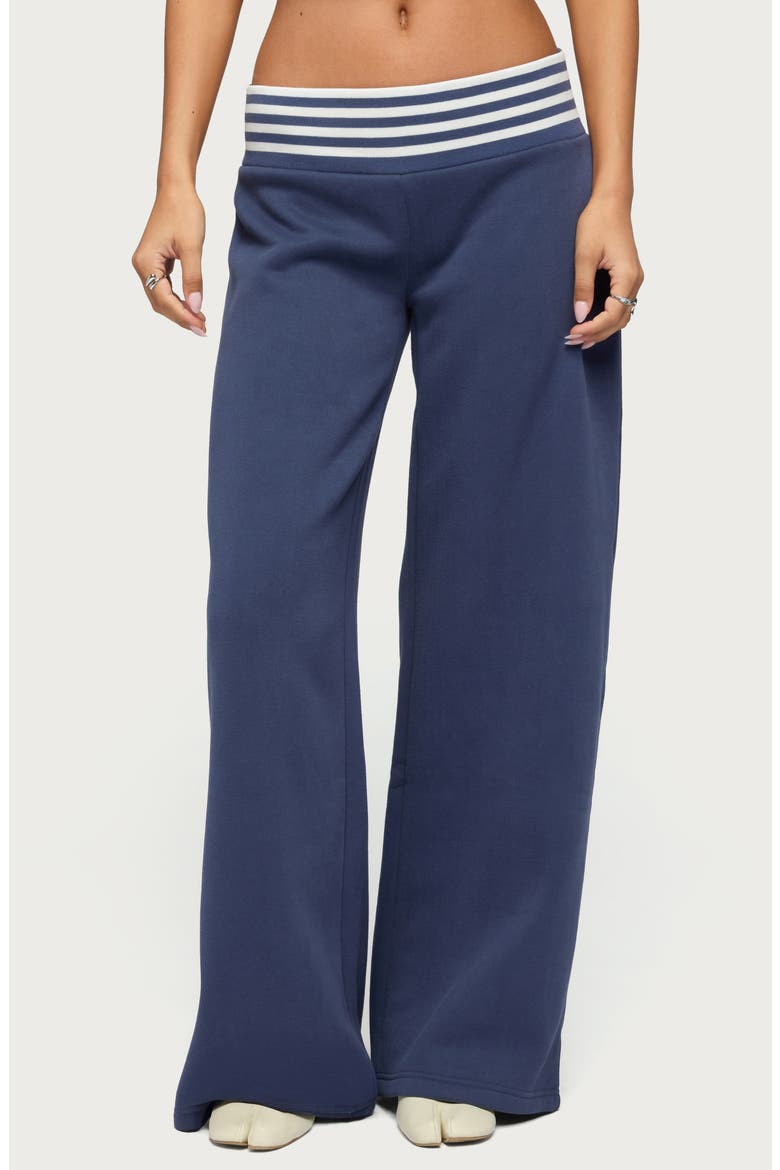 Eloura Stripe Waist Low Rise Sweatpants, Main, color, NAVY