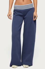 EDIKTED Eloura Stripe Waist Low Rise Sweatpants